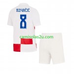 Camisolas de futebol Croácia Mateo Kovacic 8 Criança Equipamento Principal Euro 2024 Manga Curta